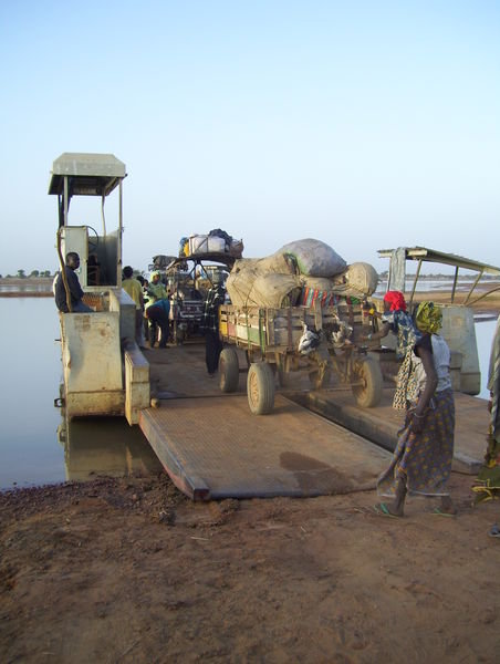 Ferry ride to Djenne (and our packed bus!)