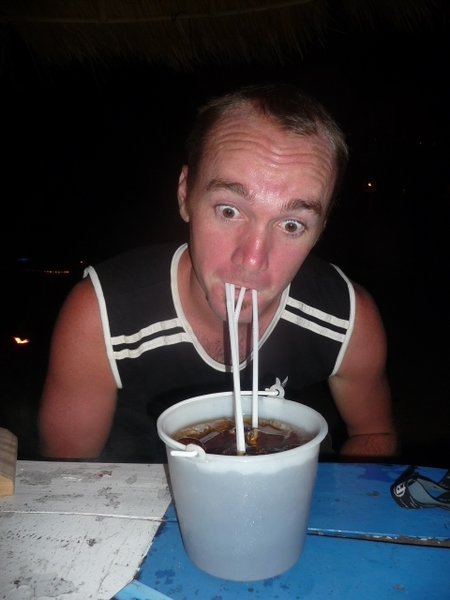 While to the untrained eye it may look like I'm getting intoxicated at an alarming rate, I am in fact performing the difficult 'sucking through one straw and blowing out the next' trick.