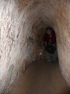 Cu Chi Tunnels.  Not made for our wide shoulders.