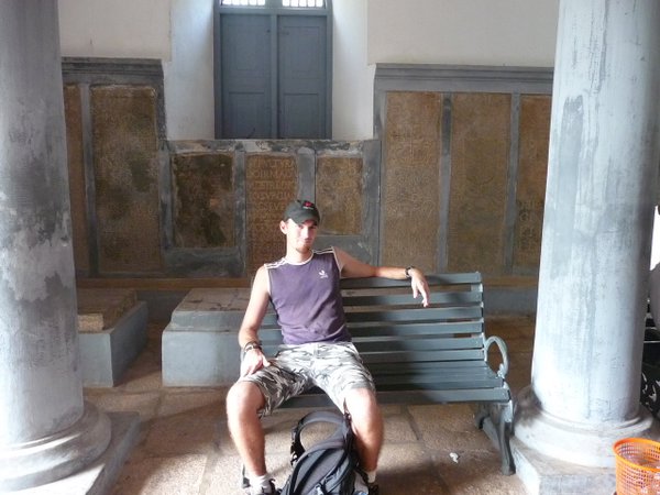 Kevin hanging out in the old church