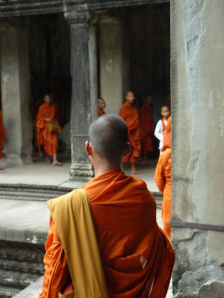 Cambodian Monks At Angkor 