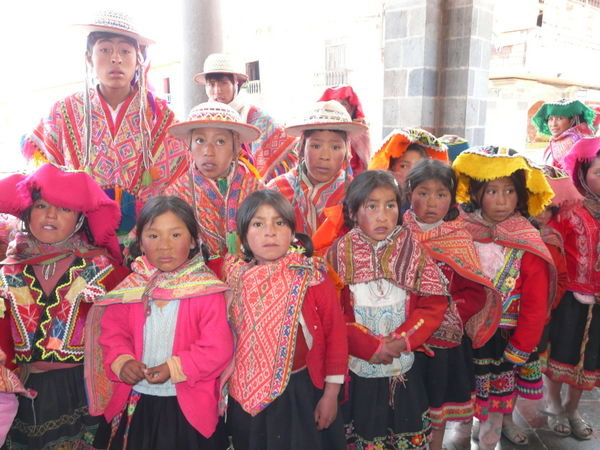 Cusco Children Walk To Church