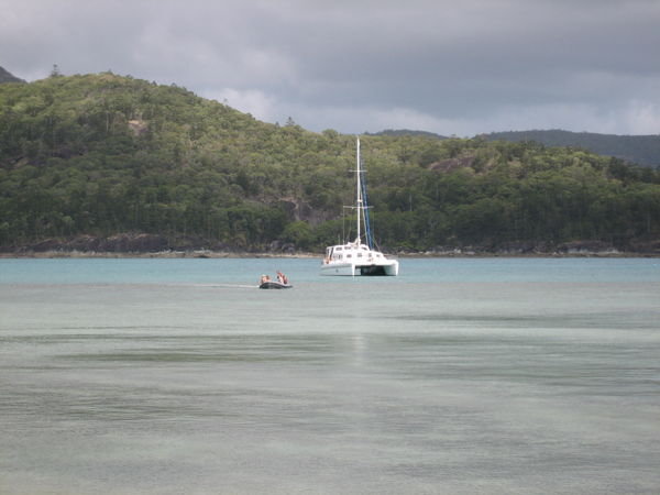 Our boat and tender at Whitsunday island