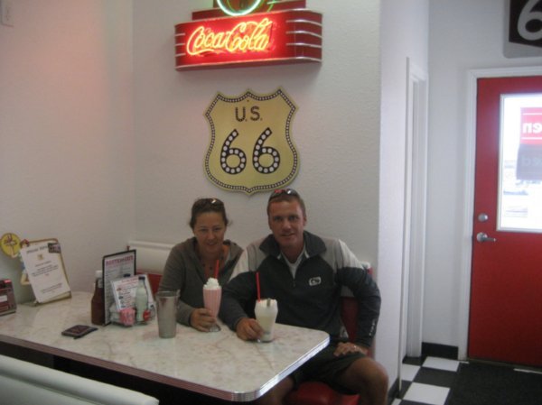 Enjoying an ice cream soda on route 66 - Williams, Arizona desert