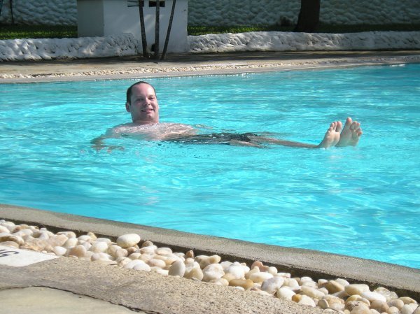 Jordan in pool