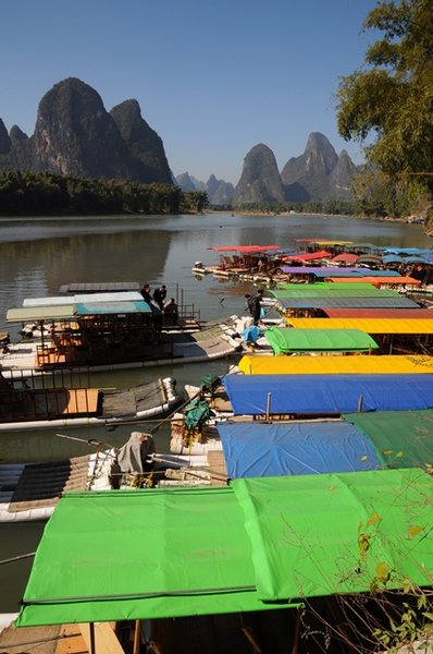 Colourful bamboo boats