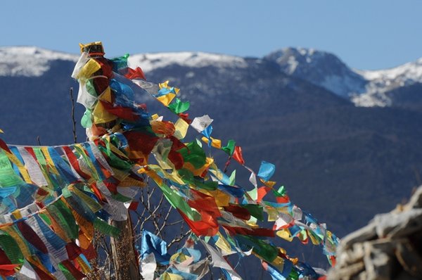 prayer flags and mountain 2