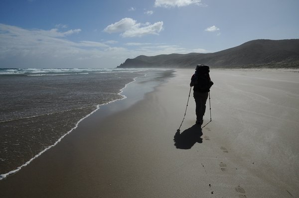 walking along the beach towards Cape Reinga