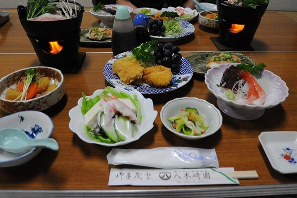 supper at the guest house in Kawaguchiko