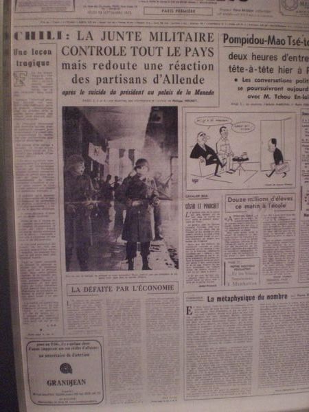 Portada del diario Le Figaro (francès) del 12 de Septiembre de 1973