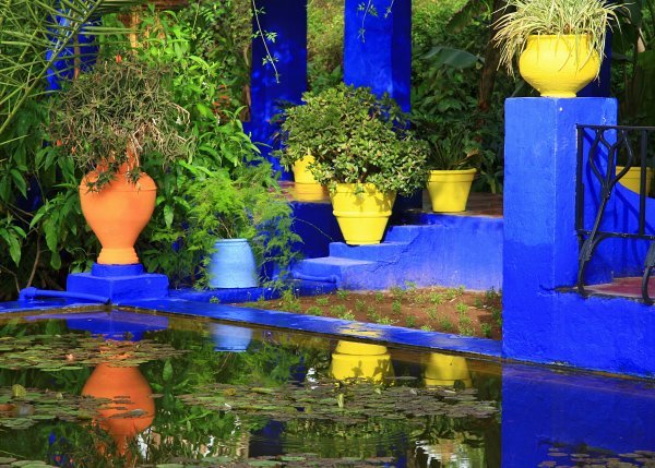 Majorelle Gardens: Several Pots by the Carp Pool