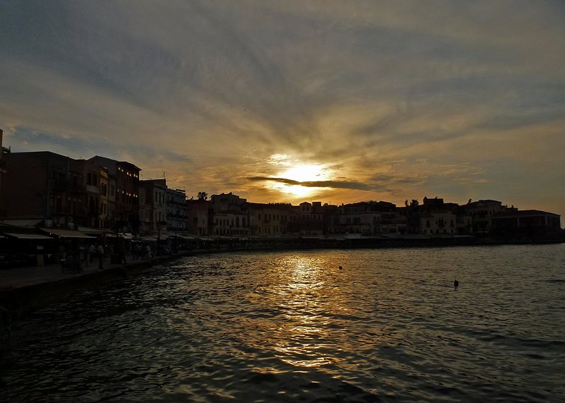 Sunset over Chania Harbour