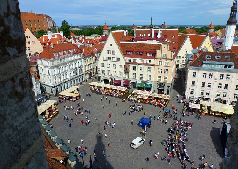 View of the main square from the top of the Town Hall