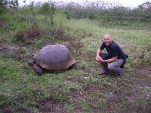 Chris and giant tortoise