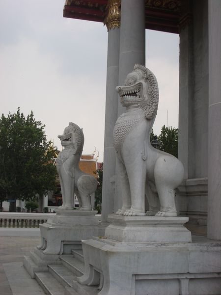 Dogs guarding a temple