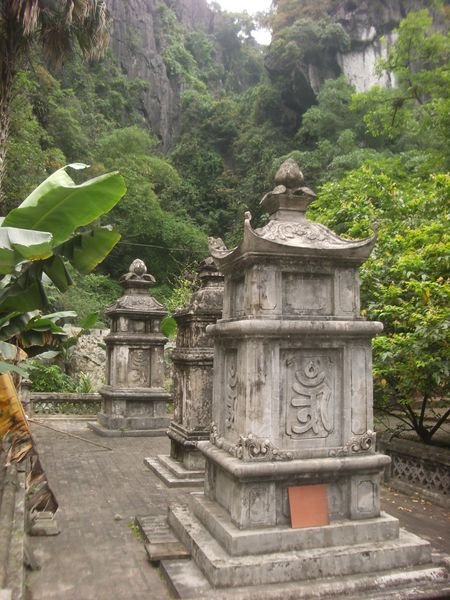Stone pillars at Bich Donu pagoda