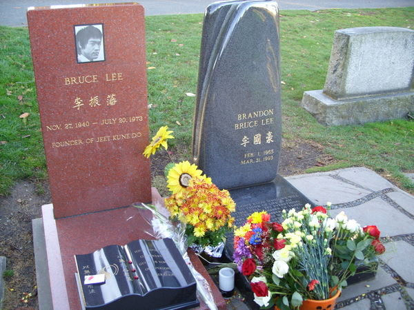 The graves of Bruce and Brandon Lee