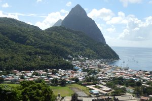 Vista of Soufriere, with Gros Piton in background