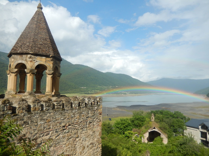 Rainbow over the reservoir adjoining Ananuri