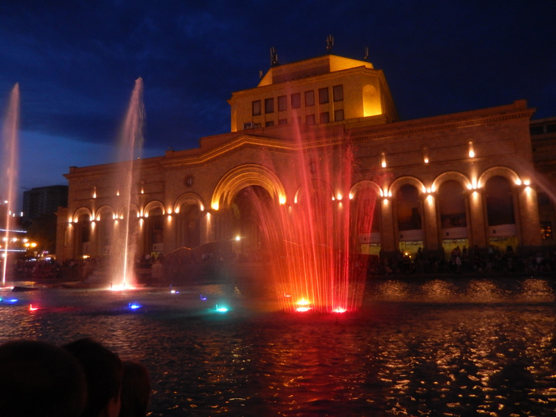 Coloured fountains in Republic Square