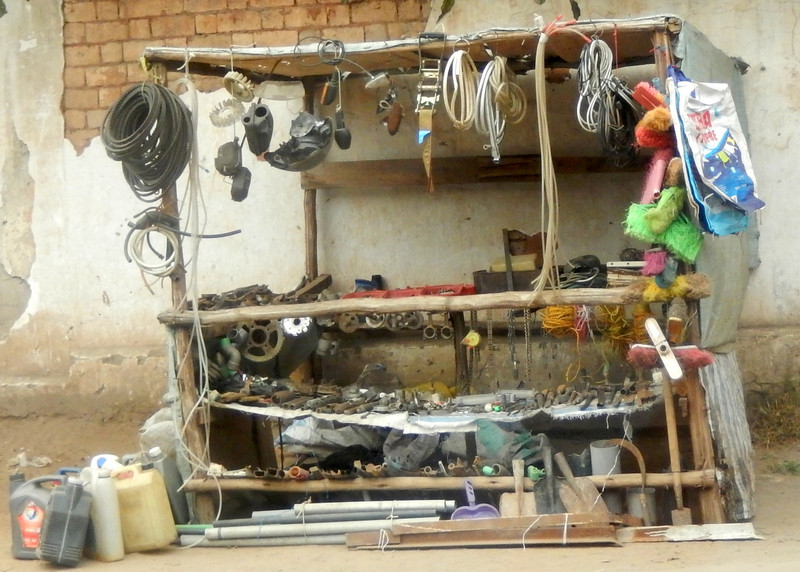 A simple stall with a wide range of wares