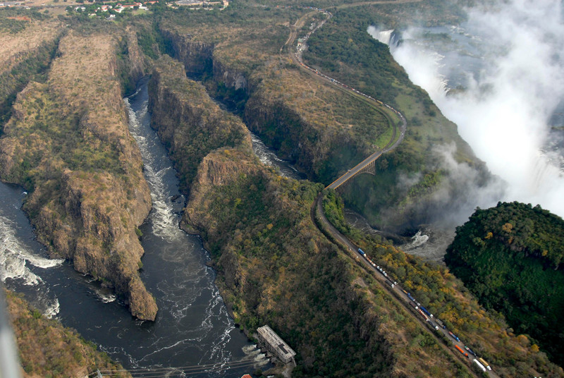 Aerial view of the Victoria Falls precinct