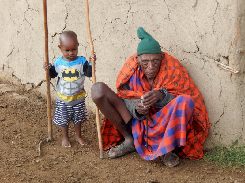 The old and the young of the Maasai tribe