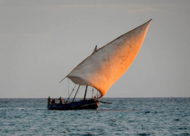 The glow of sunset on a dhow