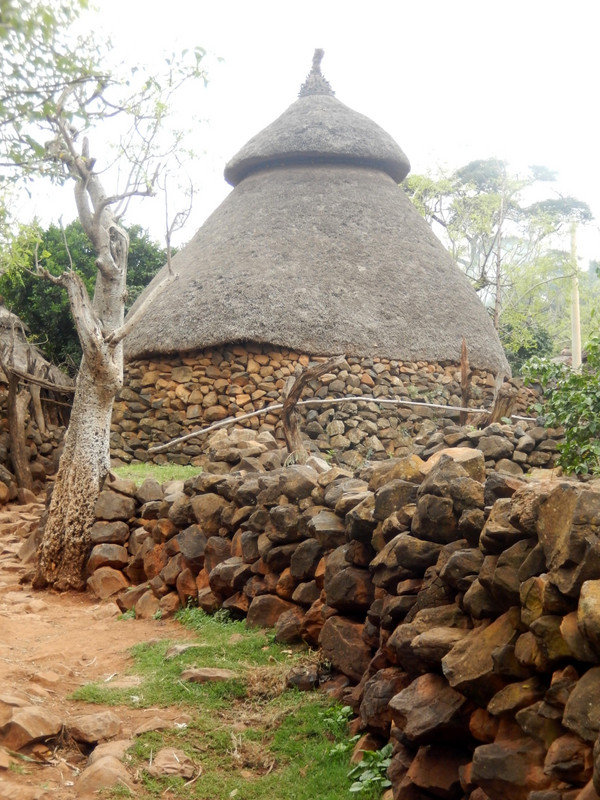 A more robust hut with stone foundations