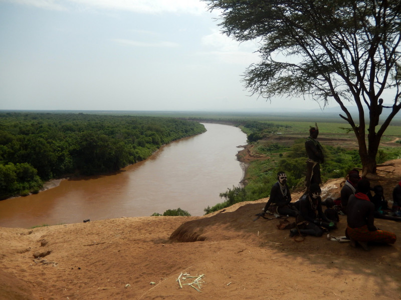 Sheltering in the shade beside the impressive Omo River