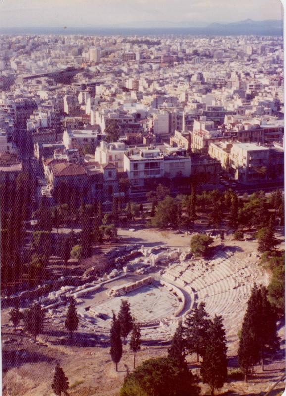 View across the amphitheatre towards Athens