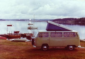 Our Kombi at our camping spot in Tjorn, Sweden