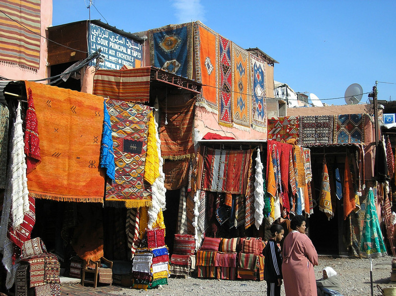 Carpets on display in Fes