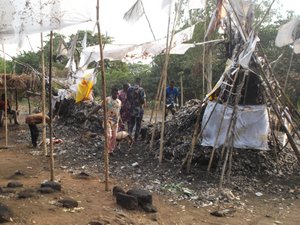 Dankoli fetish with two slain goats