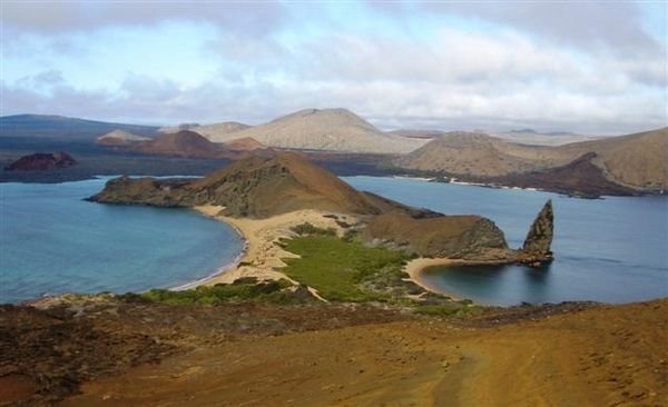 View from the 'Pinnacle Rock' on Bartolome, probably the most often published view of the Galapagos