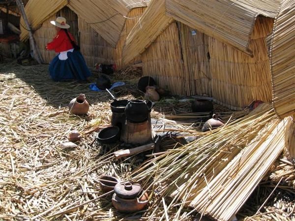 Cooking facilities and closeup of the huts