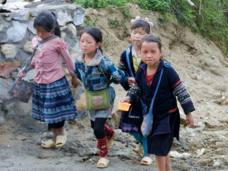 Hmong kids on the way to school