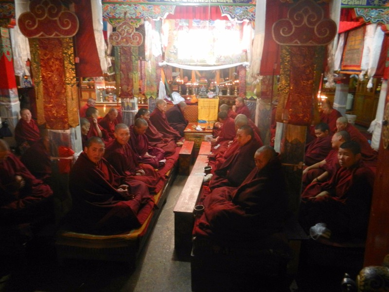 Meditating at Tsamkhung Nunnery