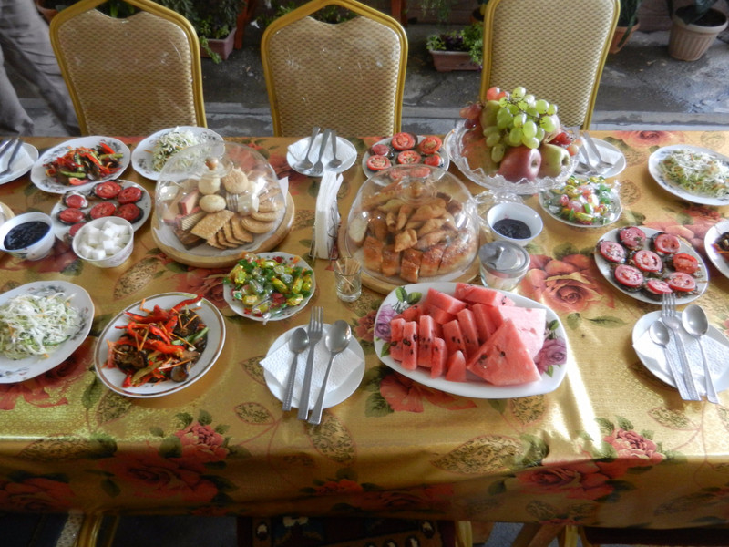 Our welcoming feast at the homestay - and main course hadn't yet arrived