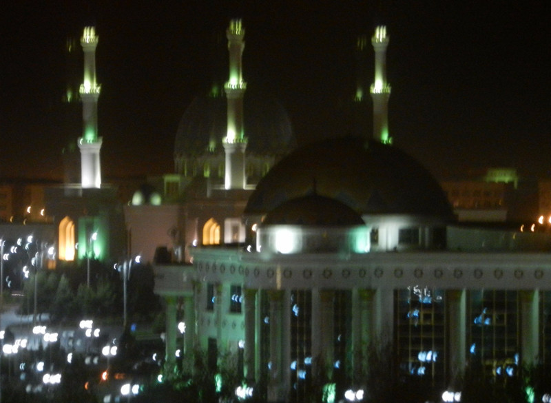 Gurbanguly Hajji Mosque in Mary at night