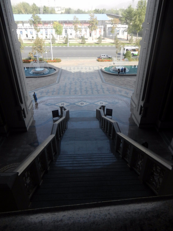 From entrance to Navruz Palace, looking out onto Pamir Stadium
