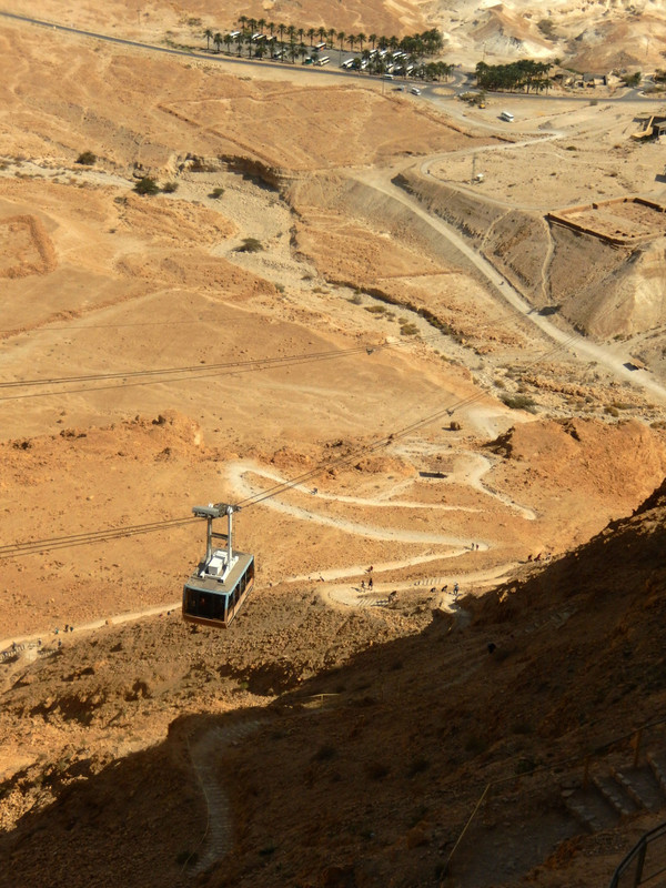 Two ways of reaching Masada - the 'snake path' and the cable car