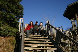 Clo, Pat and I at the viewing deck for the waterfall