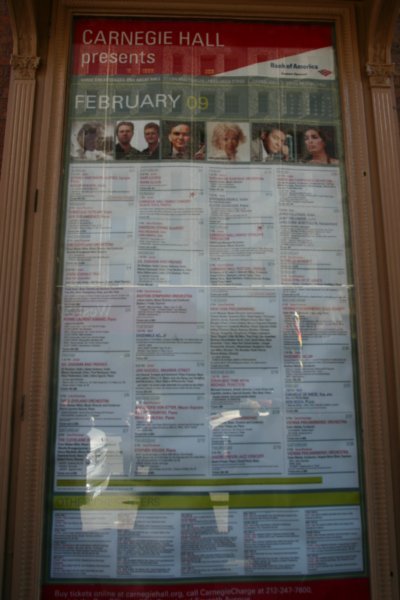 The sign outside Carnegie Hall