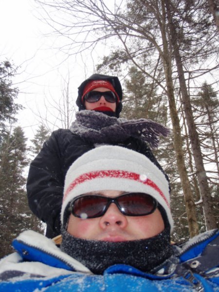 Jahan and Liz dog sledding