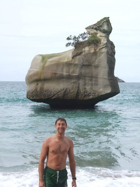 Glynn in the sea at Cathedral Cove