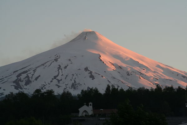 Volcano Villarica at sunset