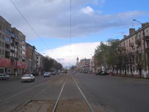 Tverskoi Prospekt from the middle of the tramlines.