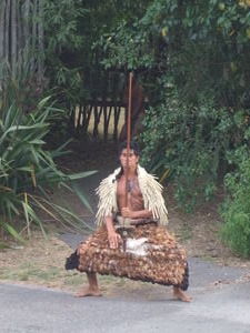 Maori warrior offering peace