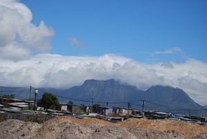 shanty town with Table Mountain in background